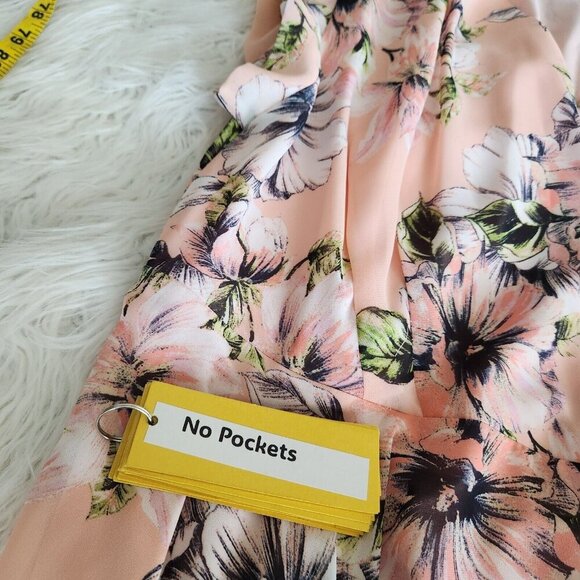 Eliza J Maxi Dress Womens‎ 18 Pink Floral Ruffle High Low Blush V-Neck Spring - Picture 10 of 16